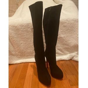 Christian Louboutin knee high heel suede boots